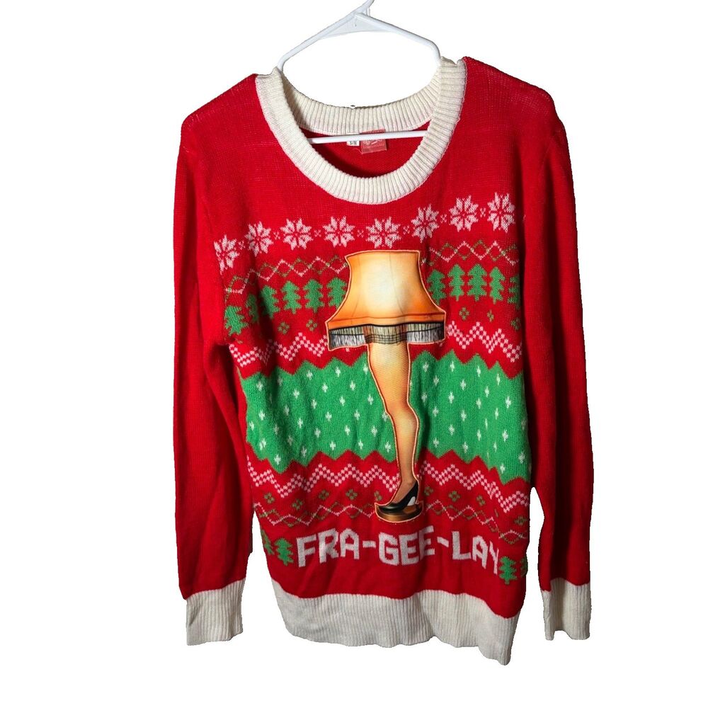 A Christmas Story Sweater Women's S/M Red Christmas Pullover Leg Lamp